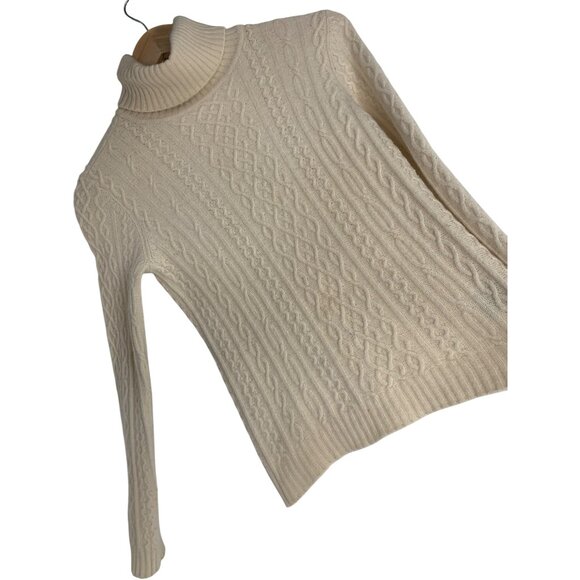 Ralph Lauren Womens Cream Cable Knit Wool & Angora Mock neck Sweater M RR10497 - Picture 1 of 7